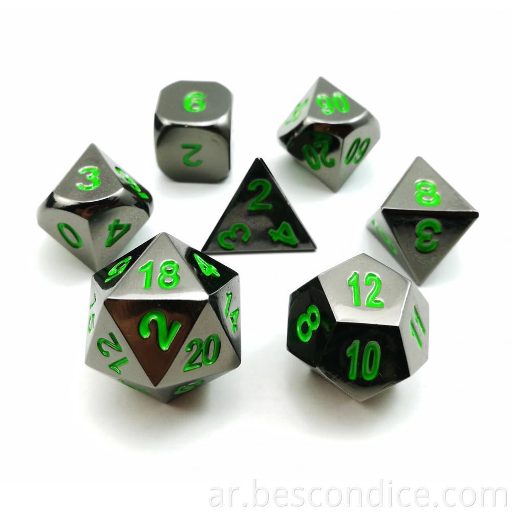 Gloss Black Metal 7pcs Polyhedral Dice Set 1